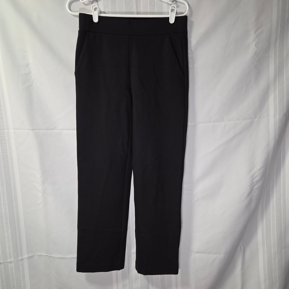 Loft Pants Womens S Black Pull On Straight Leg Ponte Knit Pockets 572172
